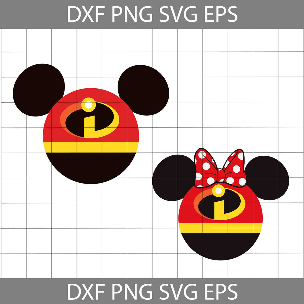 Incredibles Mickey Mouse Ears Svg, The Incredible Svg, Disney Svg, Cricut File, Clipart, SVg, Png, Eps, Dxf