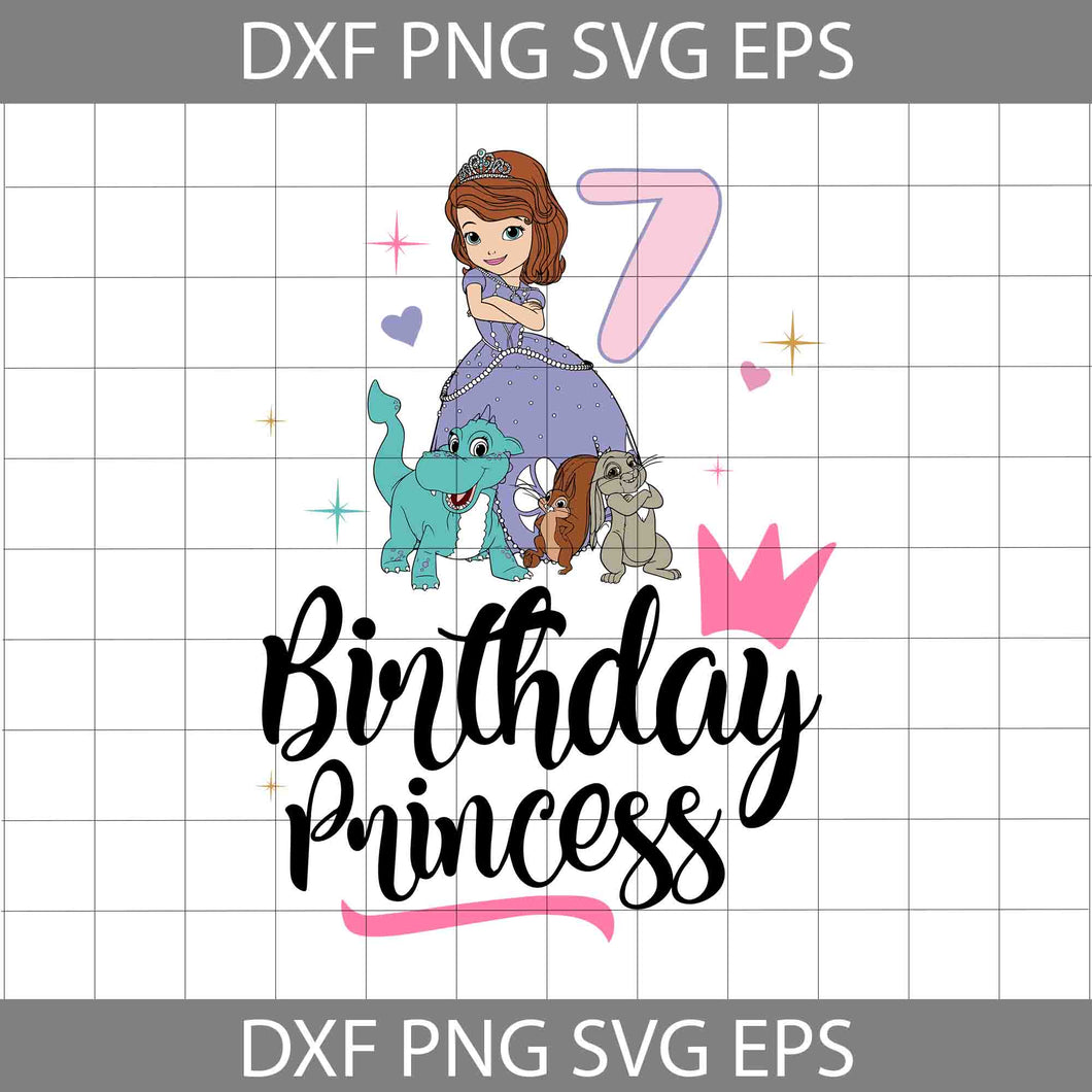 7th Birthday Sofia svg, Birthday princess svg, Birthday svg, cricut file, clipart, svg, png, eps, dxf