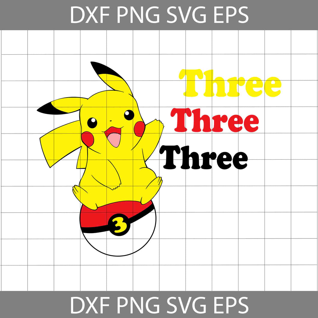 3rd Pikachu Birthday svg, Pokemon Birthday Svg, Birthday svg, Cricut File, Clipart, Svg, Png, Eps, Dxf
