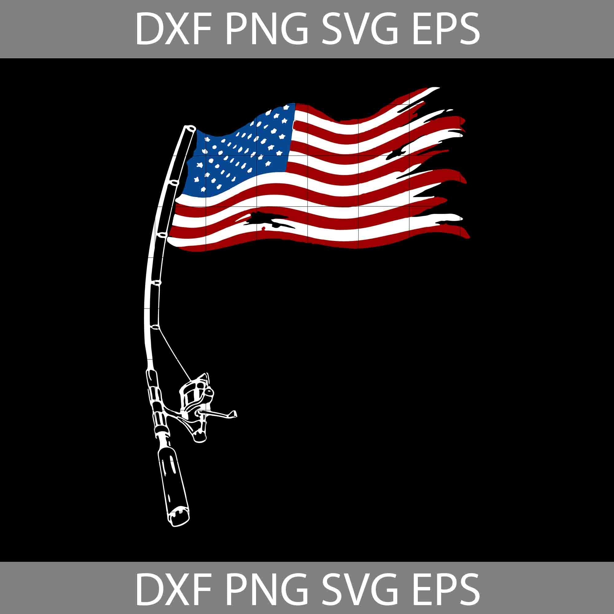 Fishing Rod American Flag svg, American Flag svg, 4th Of July svg