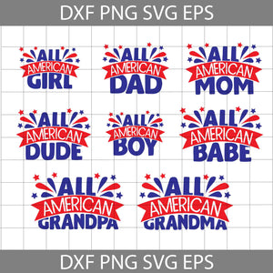 All American Family Svg, Bundle, 4th of July Svg, American Flag Svg, Independence day svg, Cricut File, Clipart, svg, png, eps, dxf