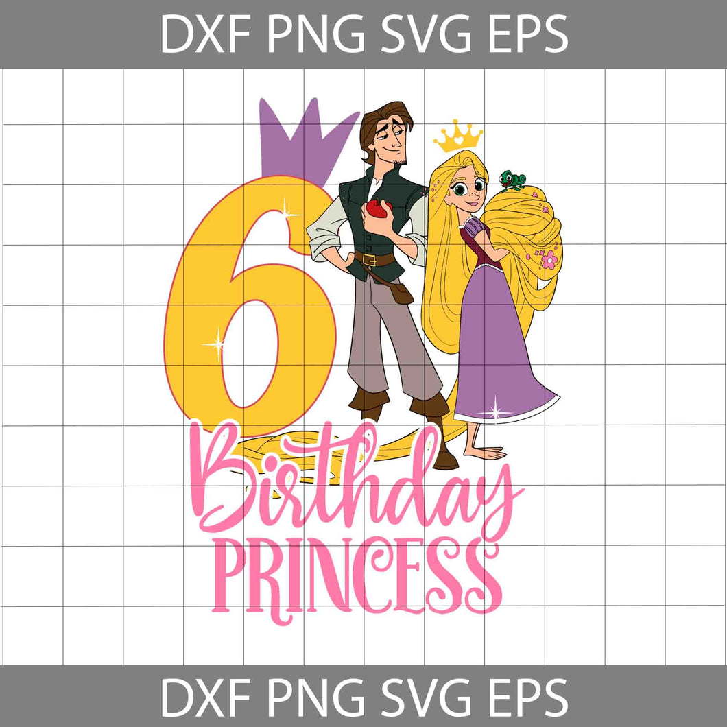 6th Birthday Rapunzel svg, Birthday Princess svg, birthday svg, cricut file, clipart, svg, png, eps, dxf