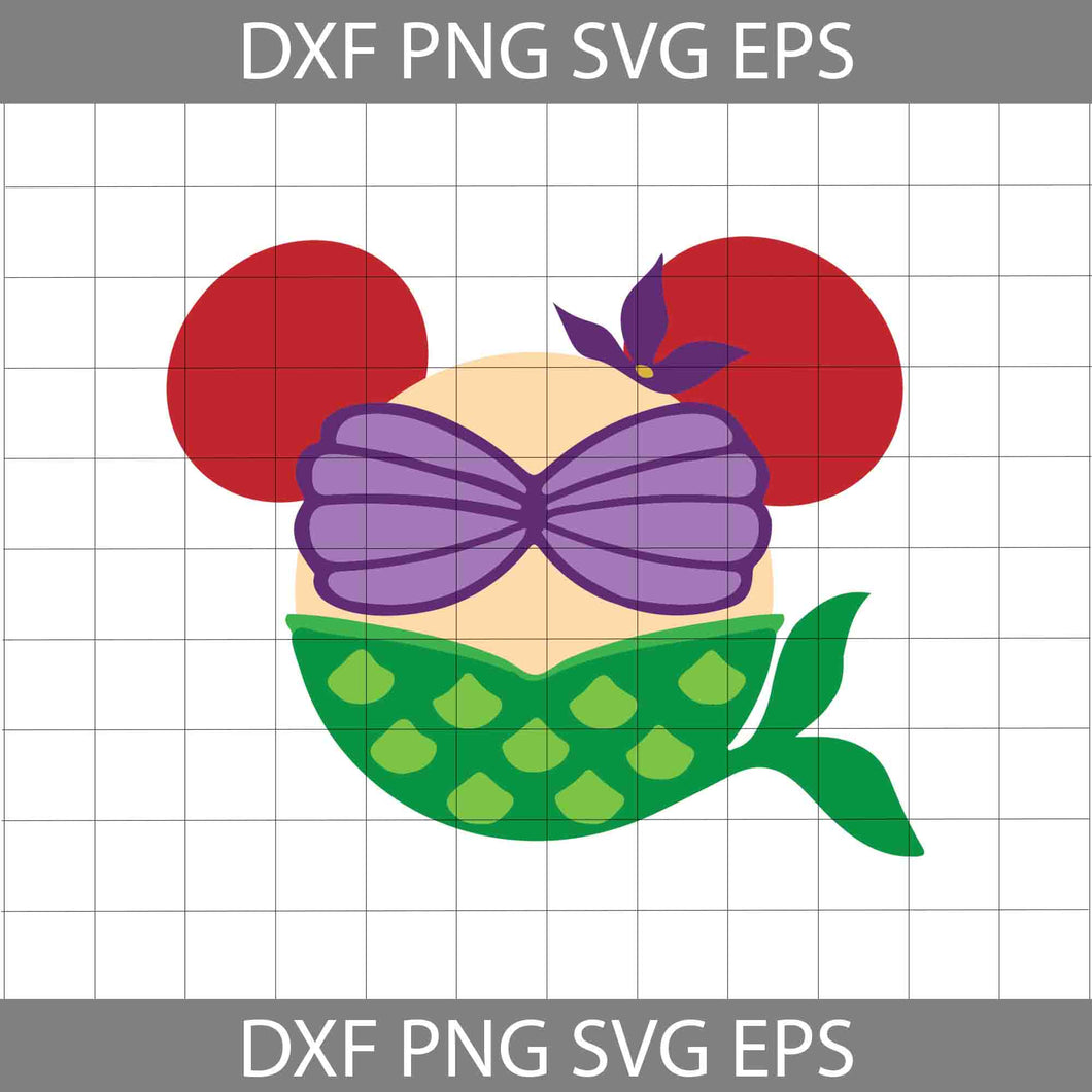 Ariel Mickey Mouse Ears Svg, The Little Mermaidsvg, Disney Svg, Cricut File, Clipart, Svg, Png, Eps, Dxf