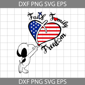 Snoopy love faith family freedom svg, America svg, 4th of july svg, Independence day svg, cricut file, clipart, svg, png, eps, dxf