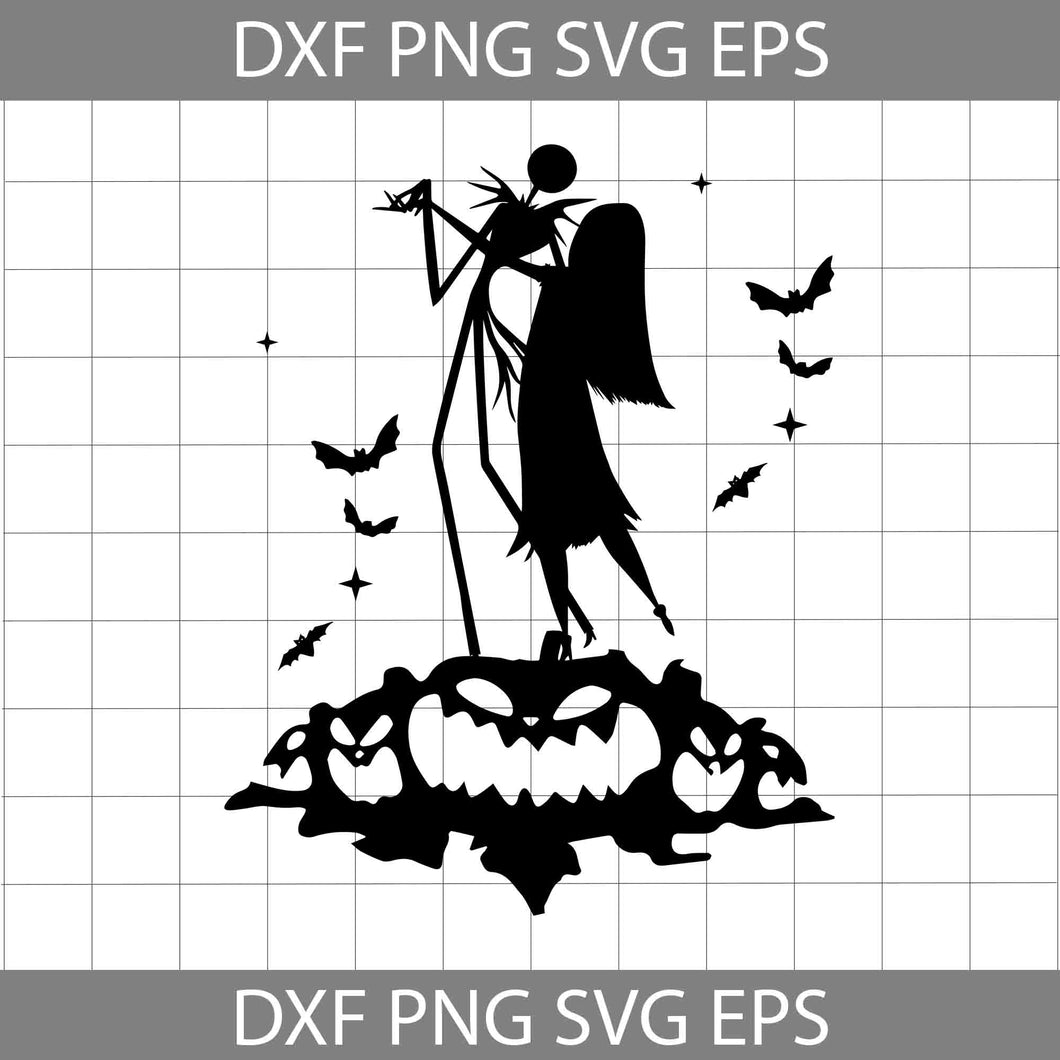 Jack Skellington And Sally Pumpkin Svg, The Nightmare Before Christmas Svg, Halloween Svg, Cricut File, Clipart, Svg, Png, Eps, Dxf