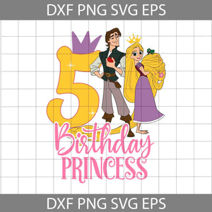 5th Birthday Rapunzel svg, Birthday Princess svg, birthday svg, cricut file, clipart, svg, png, eps, dxf