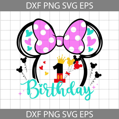 1st Birthday Mickey Mouse Svg, Birthday Princess Svg, Birthday Svg, Cricut File, Clipart, SVg, Png, Eps, dxf