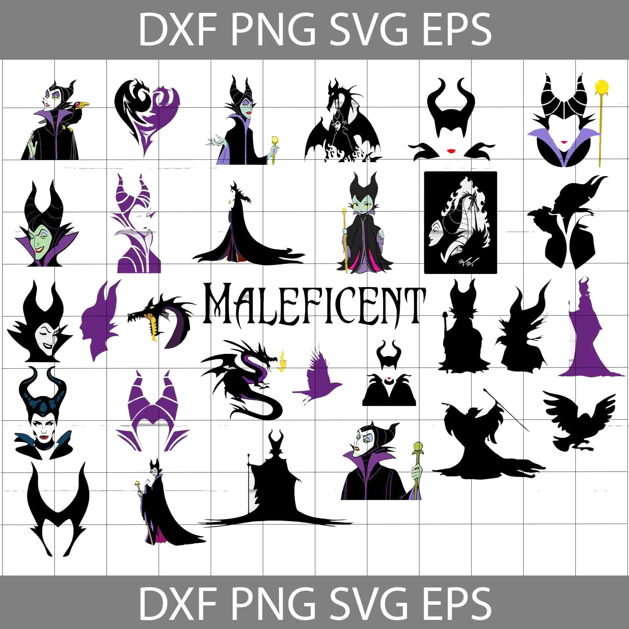 Maleficent svg, cricut file, clipart, bundle, svg, png, eps, dxf