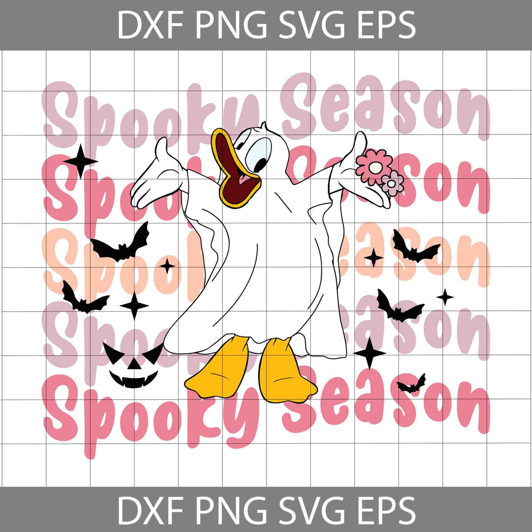 Spooky Season Svg, Donald Duck Boo Svg, Donald Duck Costume Ghost Svg, Halloween Svg, Cricut File, Clipart, Svg, Png, Eps, Dxf