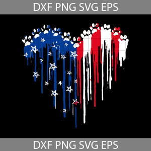 Dog Paw Heart Lover Paint Dripping svg, American Flag svg, 4th Of July Svg, Independence Day Svg, cricut file, clipart, svg, png, eps, dxf
