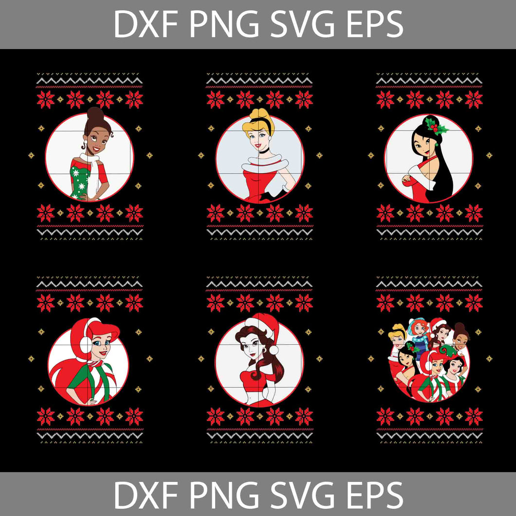 Ugly Christmas Princesses Svg, Bundle, Christmas Svg, Gift Svg, Cricut file, Clipart, Svg, Png, Eps, Dxf