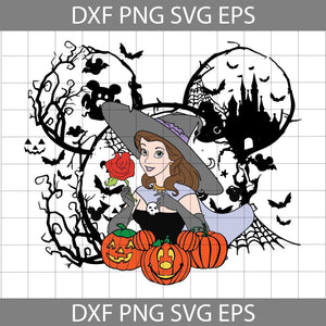 Belle Witch Mickey Head Svg, Halloween Svg, Cricut File, Clipart, Svg, Png, Eps, Dxf