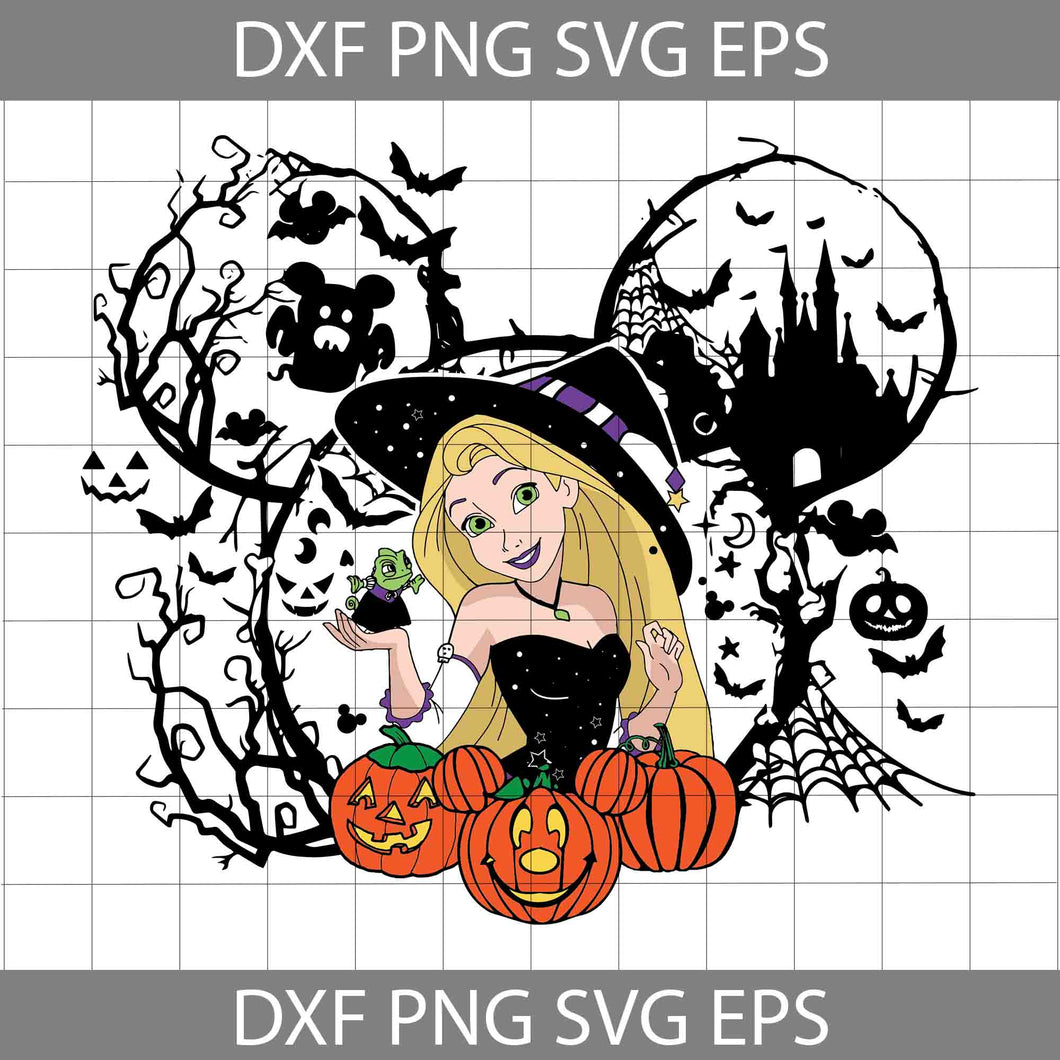 Rapunzel Witch Mickey Head Svg, Halloween Svg, Cricut File, Clipart, Svg, Png, Eps, Dxf