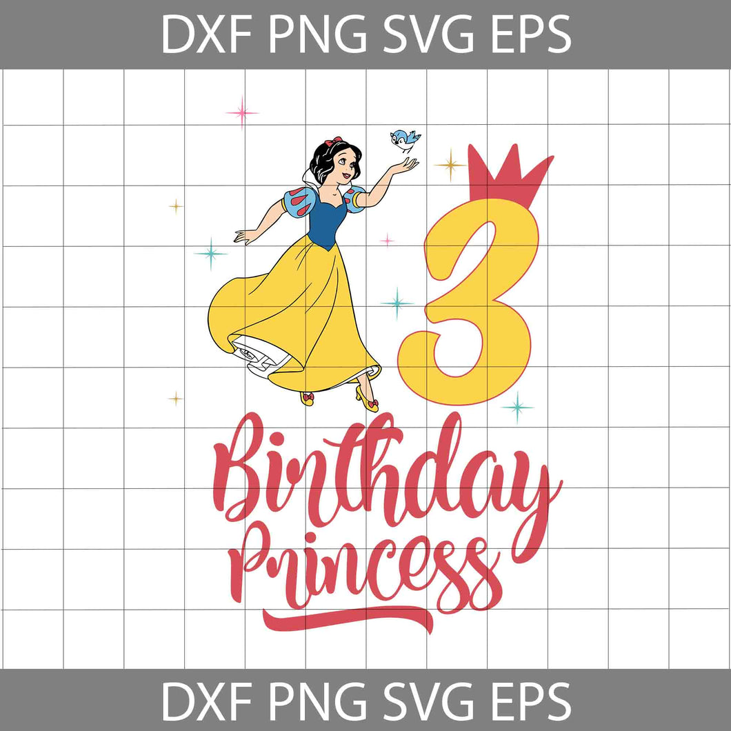 3rd Birthday Snow White svg, Birthday Princess Svg, Birthday svg, Cricut File, Clipart, Svg, Png, Eps, dxf