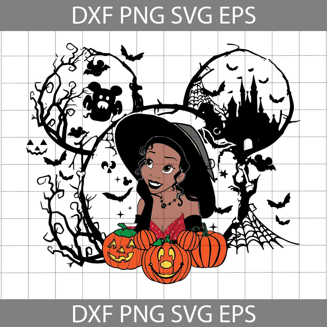 Tiana Witch Mickey Head Svg, Halloween Svg, Cricut File, Clipart, Svg, Png, Eps, Dxf