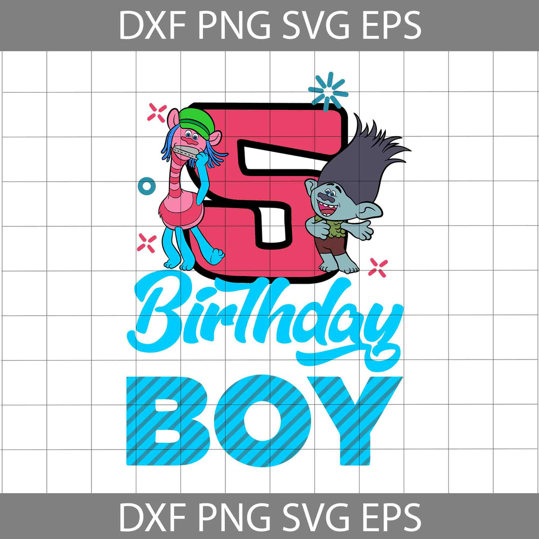 5th Birthday Boy Svg, Branch Trolls Svg, Birthday Svg, Cricut file, Clipart, Svg, Png, Eps, Dxf