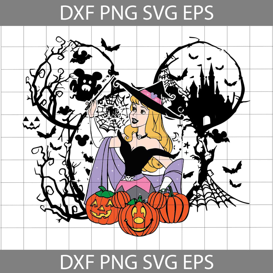 Aurora Witch Mickey Head Svg, Halloween Svg, Cricut File, Clipart, Svg, Png, Eps, Dxf