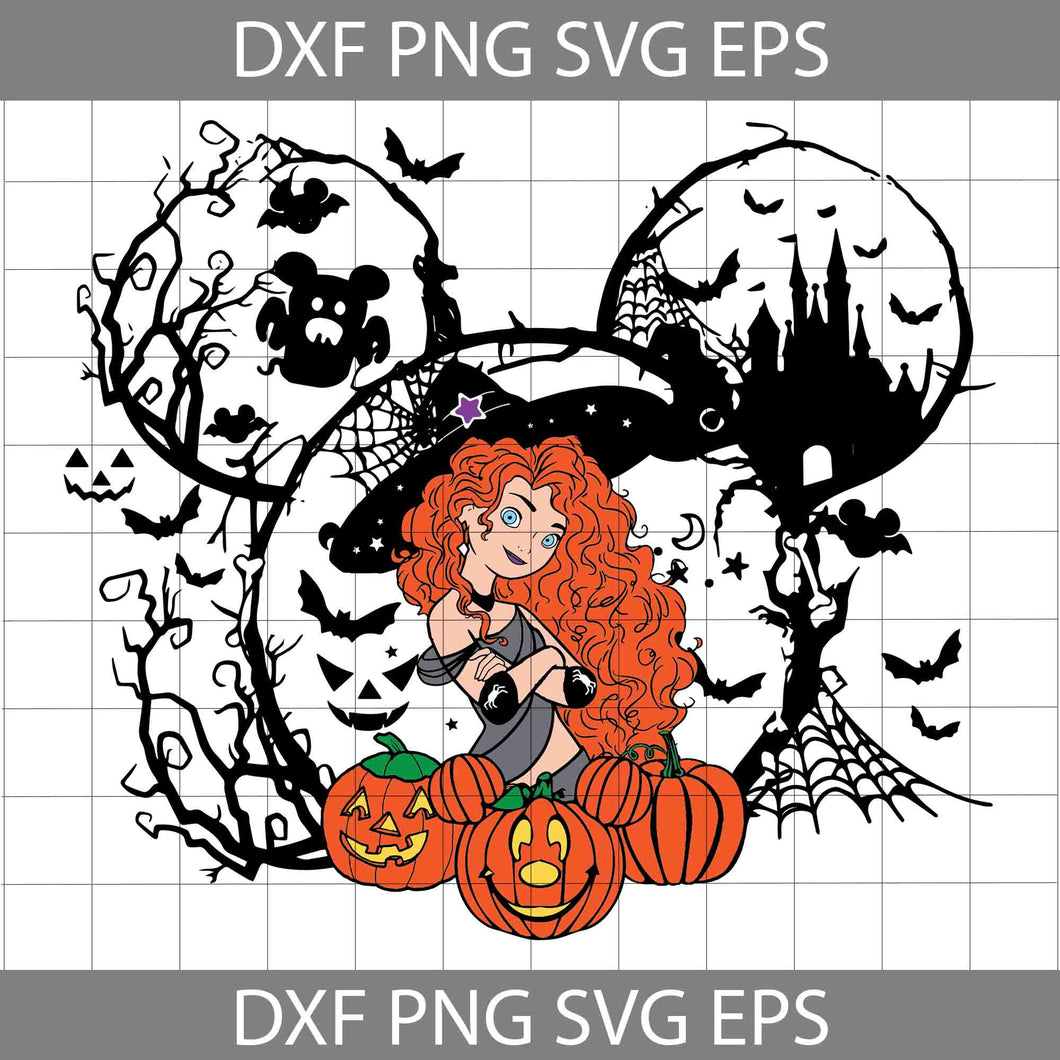 Merida Witch Mickey Head Svg, Halloween Svg, Cricut File, Clipart, Svg, Png, Eps, Dxf