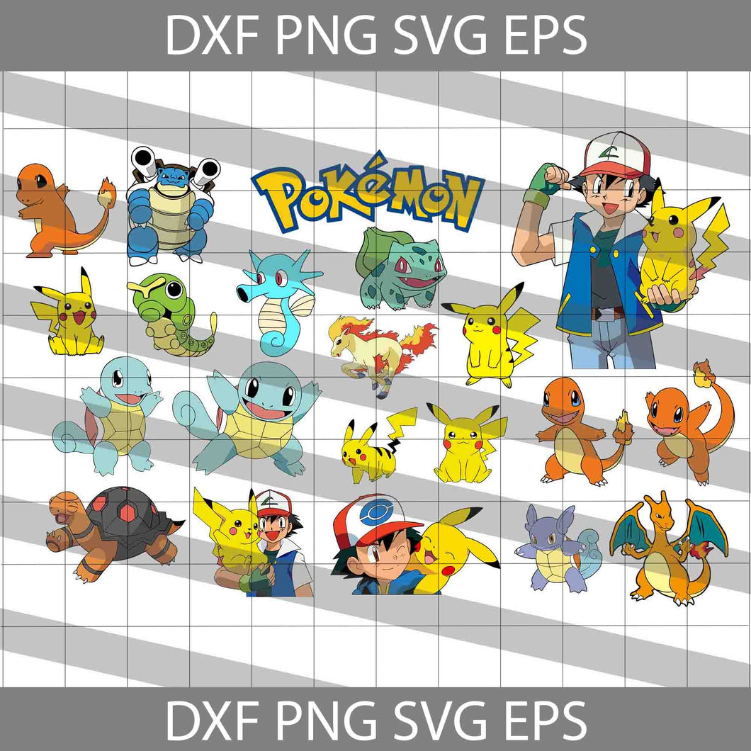 Pokemon svg, Pikachu svg, Bundle, cricut file, clipart, svg, png, eps, dxf
