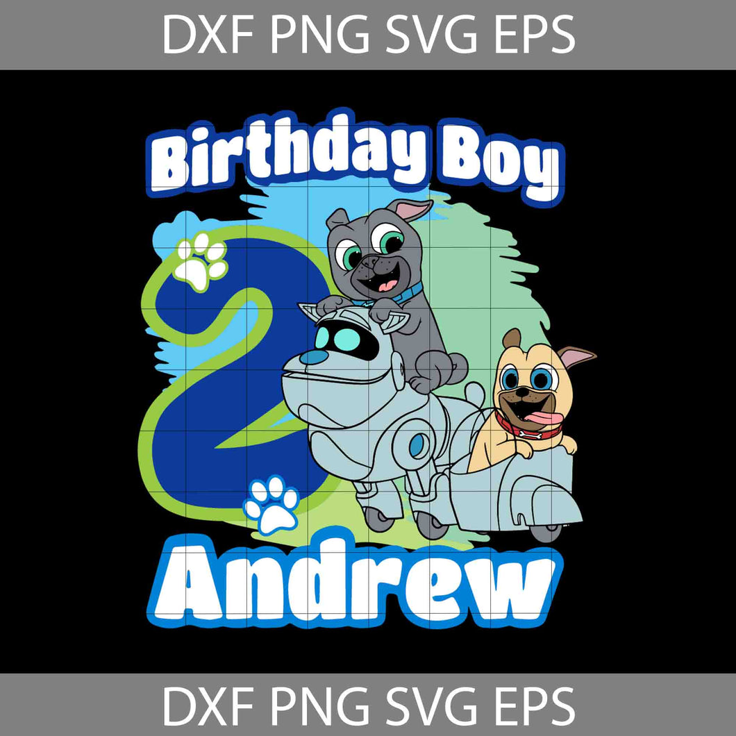 2nd Birthday Puppy Dog, Custom Name, Birthday Boy Svg, Birthday svg, Cricut File, Clipart, Svg, Png, Eps, Dxf