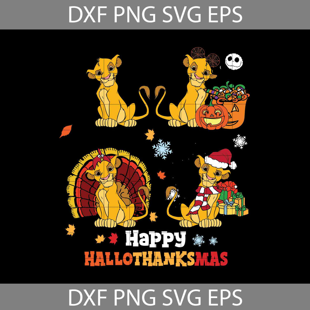 Happy Hallothanksmas Svg, Simba Svg, The Lion King Svg, Halloween Svg, Thanksgiving svg, Christmas svg, Cricut File, Clipart, Svg, Png, Eps, Dxf