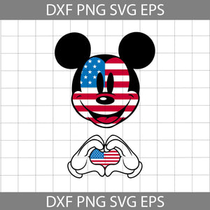 Mickey Mouse Hands USA Flag Heart svg, 4th Of July Svg, Independence Day Svg, cricut file, clipart, svg, png, eps, dxf