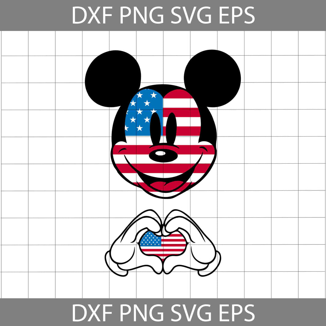 Mickey Mouse Hands USA Flag Heart svg, 4th Of July Svg, Independence Day Svg, cricut file, clipart, svg, png, eps, dxf