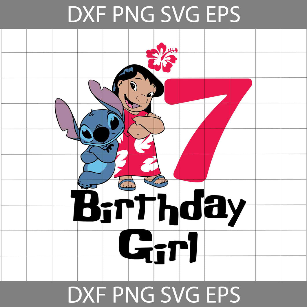 7th Birthday Girl Svg, Lilo And Stitch svg, Birthday svg, Cricut File, Clipart, Svg, png, eps, dxf