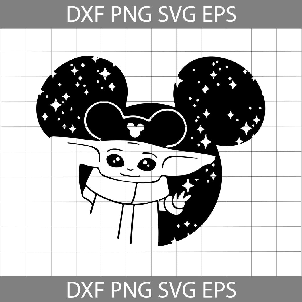Baby Yoda Svg, Disney Mickey Ears Star Wars The Mandalorian svg, Disney svg, cricut file, clipart, svg, png, eps, dxf