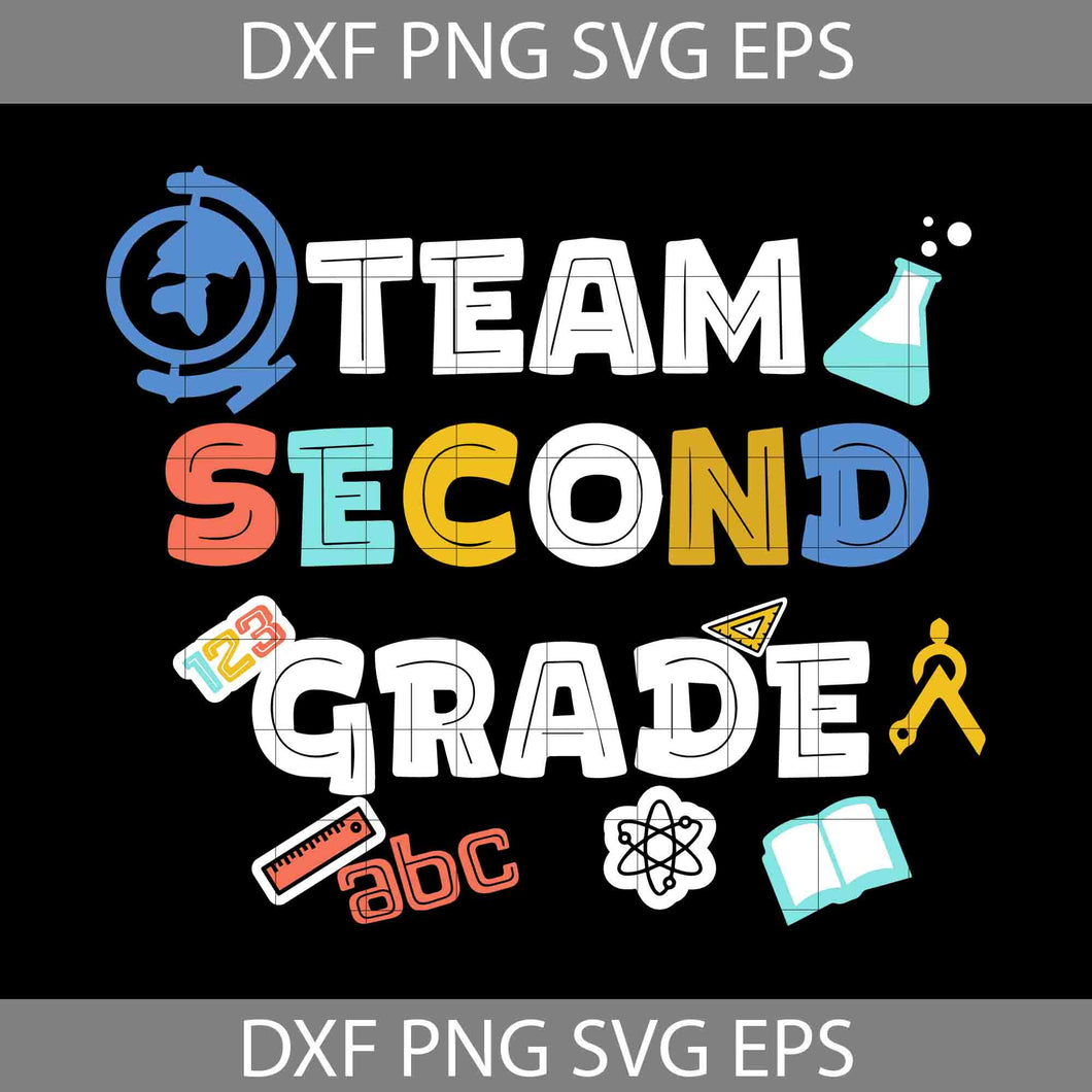 Team Second Grade Svg, Back To School Svg, Cricut file, clipart, svg, png, eps, dxf