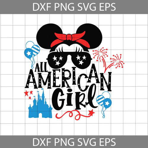 All American Girl svg, Minnie Mouse svg, 4th of July svg, America SVg, cricut file, clipart, svg, png, eps, dxf