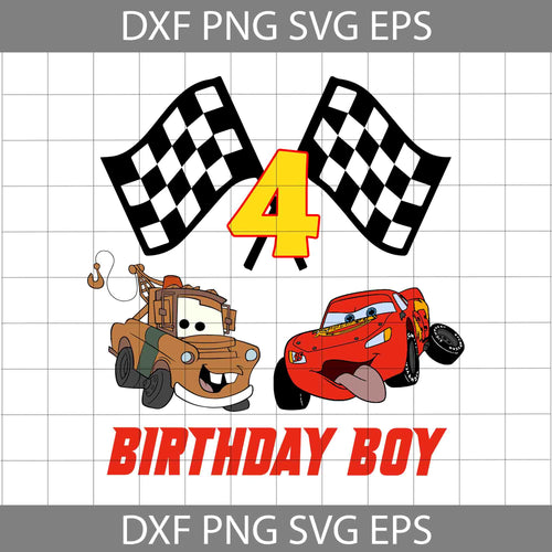 4th Birthday svg, Birthday Disney Car Svg, Birthday Boy Svg, Birthday Svg, Cricut File, Clipart, Svg, Png, Eps, Dxf