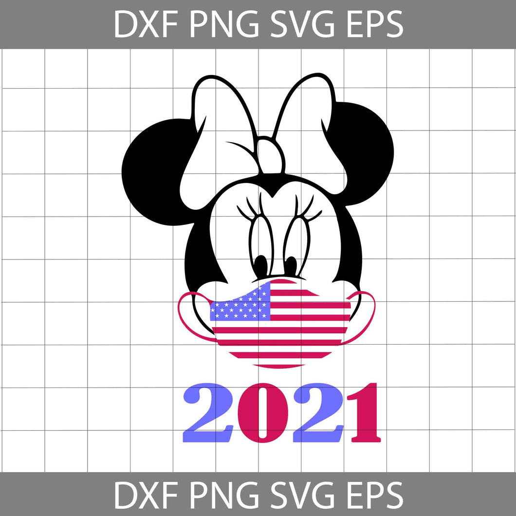 Minnie Head 4th Of July Svg, Disney Svg, USA Flag Mask Svg, America 2021 Quarantine Svg, 4th of July svg, cricut file, clipart, svg, png, eps, dxf
