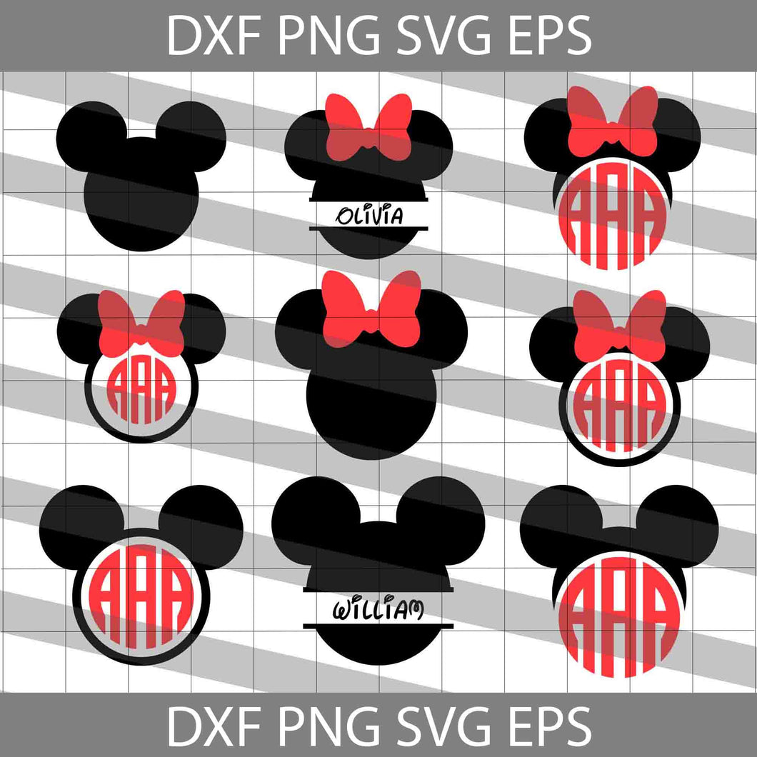 Mickey and Minnie Monogram Svg, Cricut File, Clip Art, Disney Svg, Bundle, Silhuette Cameo, Monogram Svg, Png, Eps, Dxf