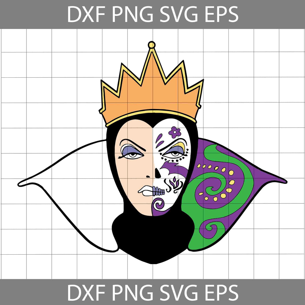 Evil Queen Sugar Skull Svg, Villains Svg, Cartoon Svg, Halloween Svg, Cricut File, Clipart, Svg, Png, Eps, Dxf