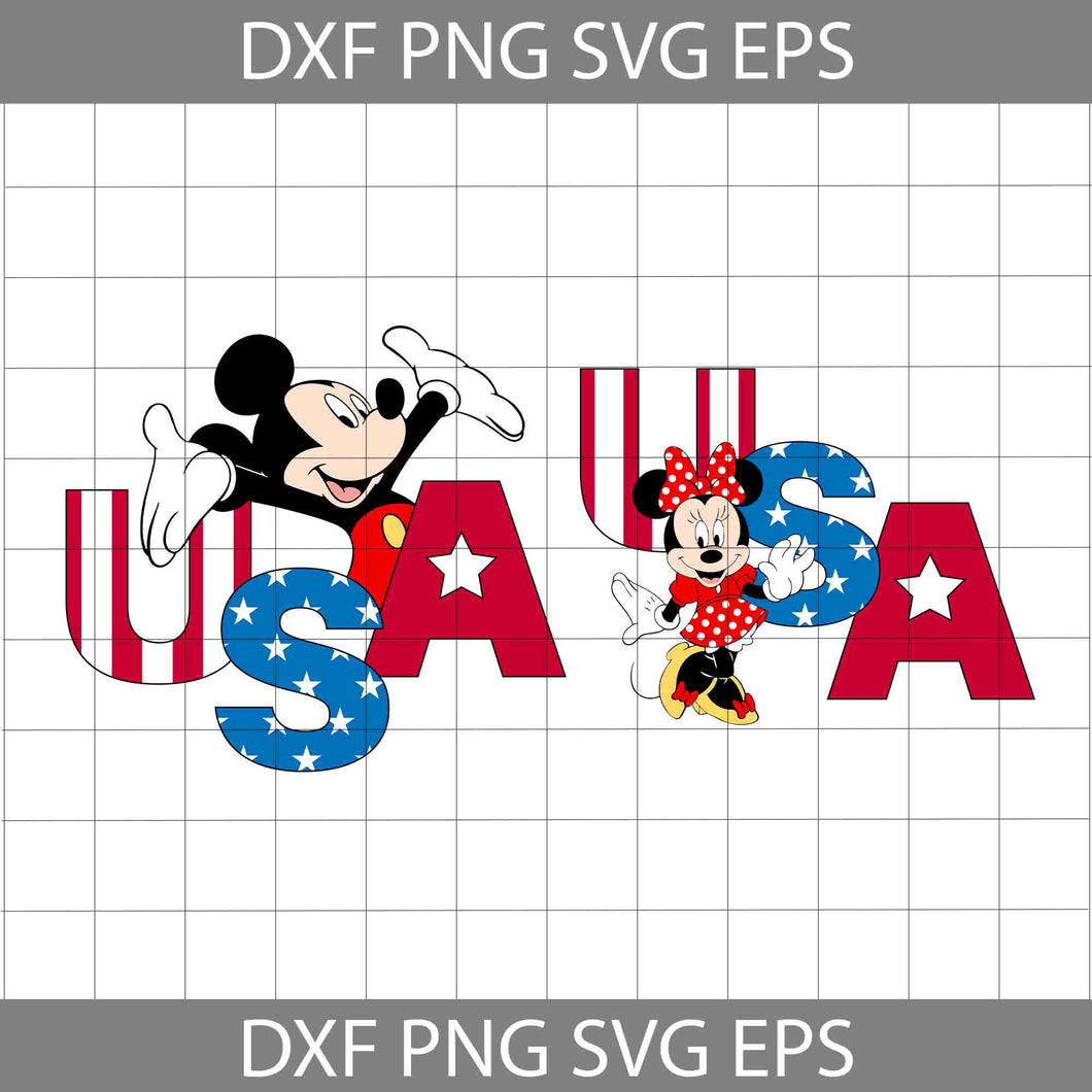 USA Mickey and Minnie Mouse svg, Usa disney svg, America svg, 4th of July svg, Independence day svg, cricut file, clipart, svg, png, eps, dxf