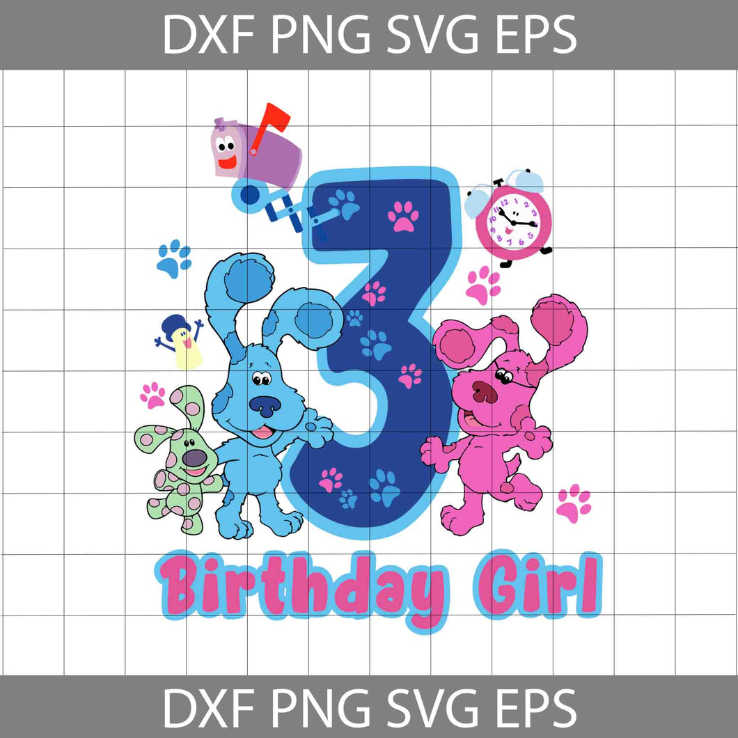 3rd Birthday Blue Clues svg, Birthday girl svg, birthday svg, cricut file, clipart, svg, png, eps, dxf