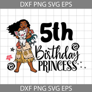 5th Birthday Moana svg, Birthday Princess svg, birthday svg, cricut file, clipart, svg, png, eps, dxf