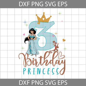 3rd Jasmine Birthday svg, Birthday Princess Svg, Birthday Svg, Cricut File, Clipart, Svg, Png, Eps, Dxf