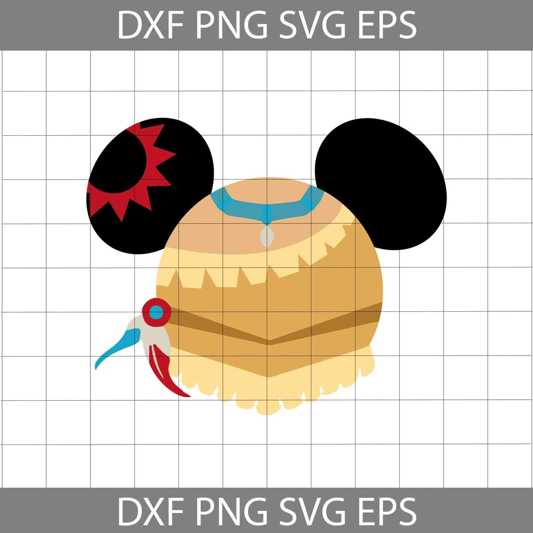 Pocahontas Mickey Mouse Ears Svg, Cartoon svg, Cricut File, Clipart, Svg, Png, Eps, Dxf