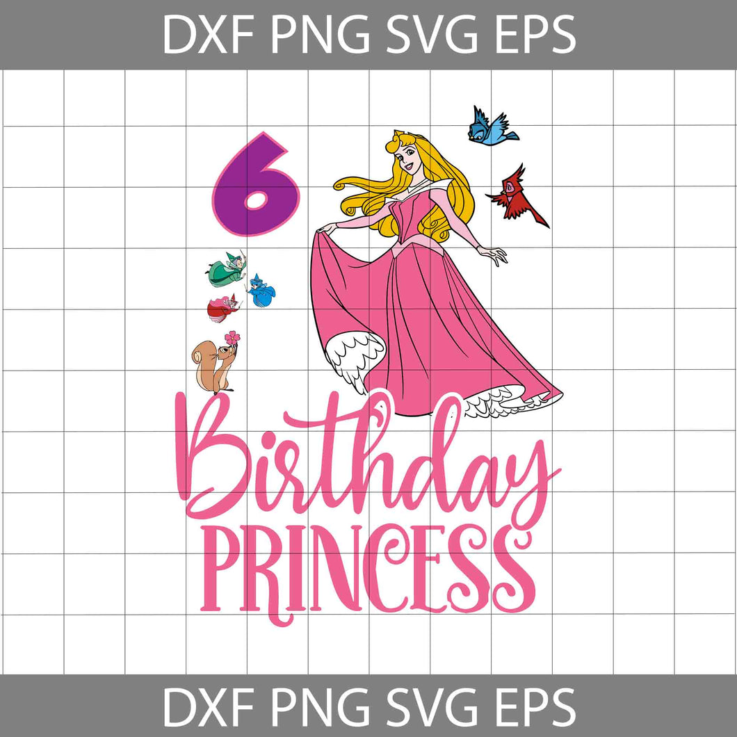 6th Sleeping Beauty Birthday Svg, Aurora Birthday Svg, Birthday Princess Svg, Birthday SVg, Cricur File, Clipart, Svg, Png, Eps, Dxf
