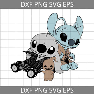 Stitch And Angel Inspired Jack Skellington And Sally Svg, Oogie Boogie Svg, The Nightmare Before Christmas Svg, Halloween Svg, Halloween Gift Svg, Cricut File, Clipart, Svg, Png, Eps, Dxf