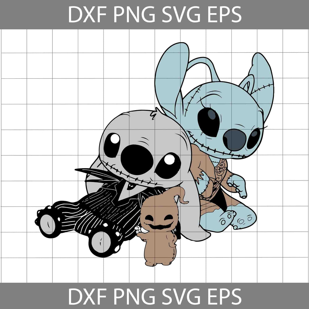 Stitch And Angel Inspired Jack Skellington And Sally Svg, Oogie Boogie Svg, The Nightmare Before Christmas Svg, Halloween Svg, Halloween Gift Svg, Cricut File, Clipart, Svg, Png, Eps, Dxf