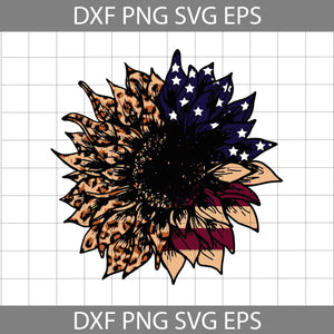 Sunflower red white blue flag leopard Svg, 4th of July svg, America SVg, cricut file, clipart, svg, png, eps, dxf