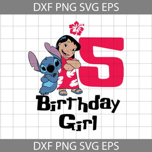 5th Birthday Girl Svg, Lilo And Stitch svg, Birthday svg, Cricut File, Clipart, Svg, png, eps, dxf