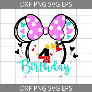 4th Birthday Mickey Mouse Svg, Birthday Princess Svg, Birthday Svg, Cricut File, Clipart, SVg, Png, Eps, dxf