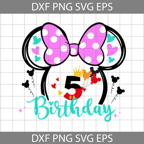 5th Birthday Mickey Mouse Svg, Birthday Princess Svg, Birthday Svg, Cricut File, Clipart, SVg, Png, Eps, dxf