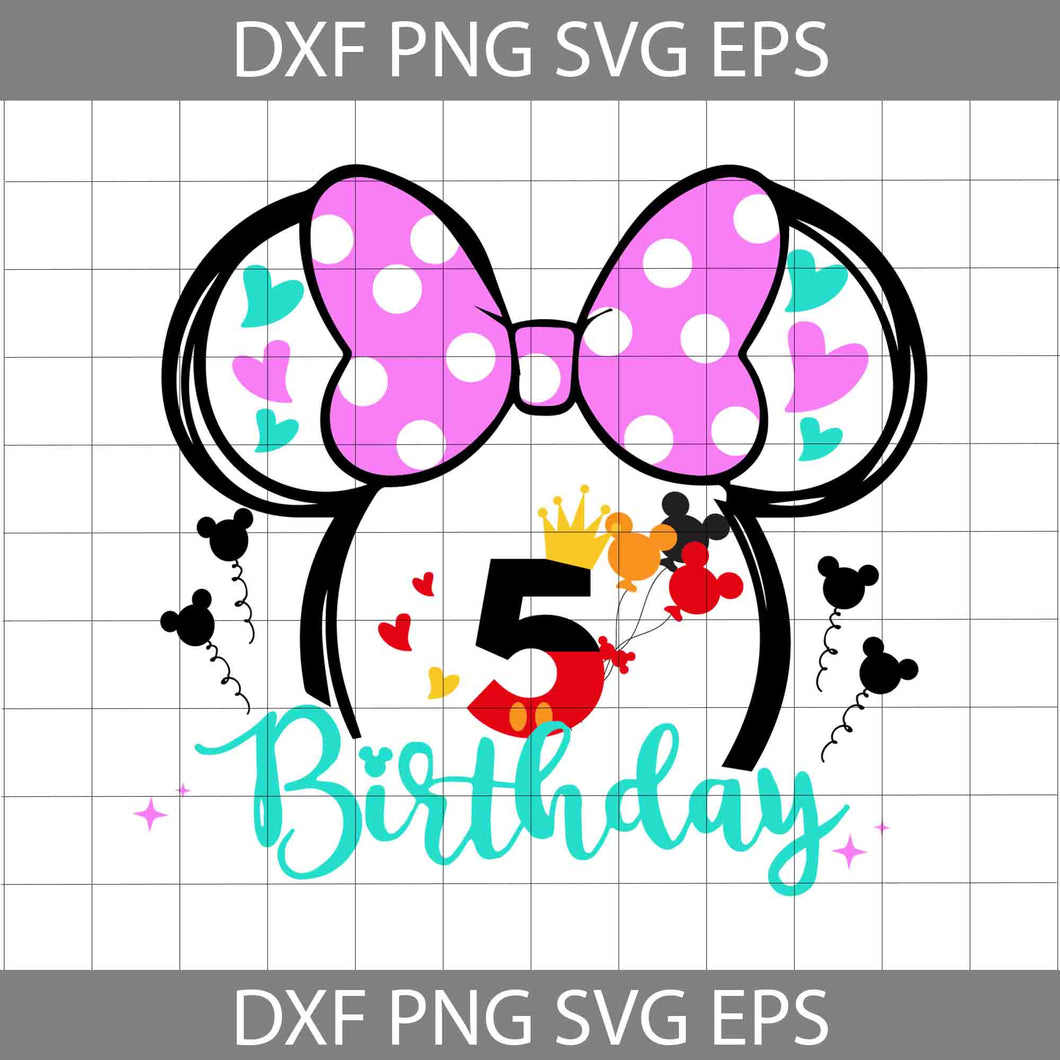 5th Birthday Mickey Mouse Svg, Birthday Princess Svg, Birthday Svg, Cricut File, Clipart, SVg, Png, Eps, dxf