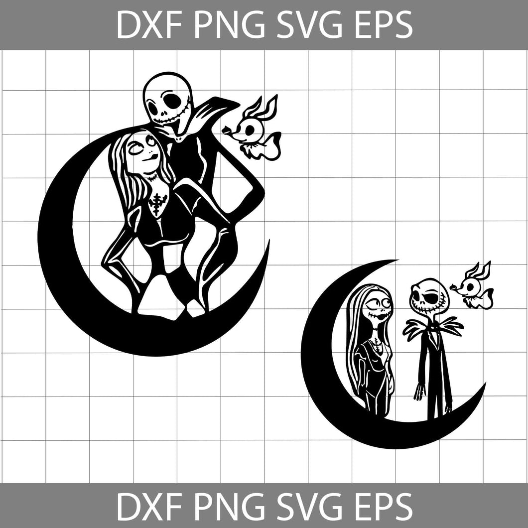 Jack Skellington And Sally Moon Love Svg, The Nightmare Before Christmas Svg, Bundle, Halloween Svg, Cricut File, Clipart, Svg, Png, Eps, Dxf