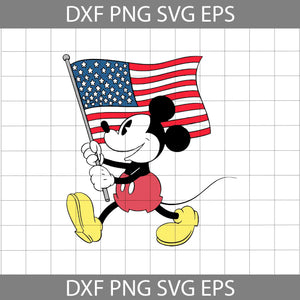 Mickey Mouse Holds Amrican Flag SVg, 4th of July Svg, American Flag Svg, Independence day svg, cricut file, clipart, svg, png, eps, dxf